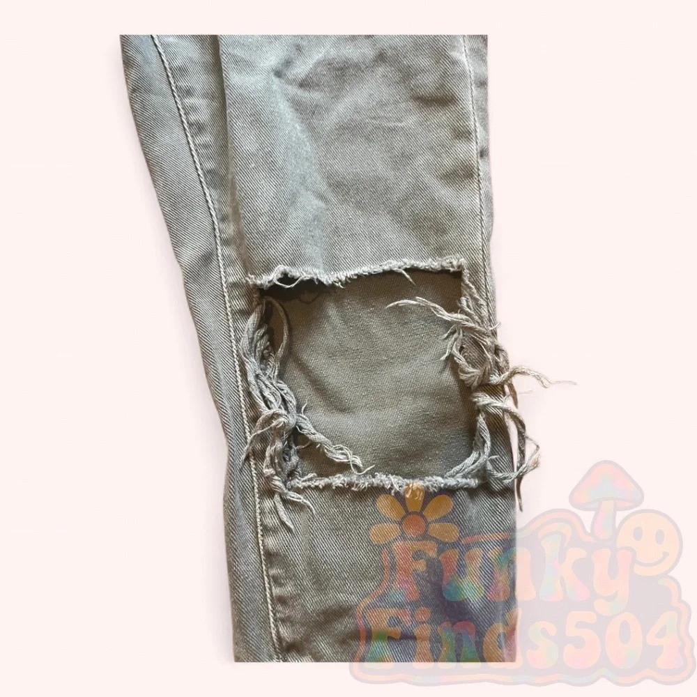 One Teaspoon Freebirds Jeans Military Super Khaki Distressed High Waist Size 26